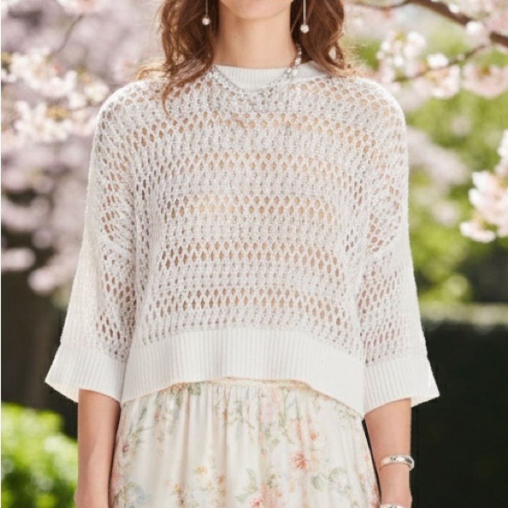 Madewell NWT Relaxed Open Stitch Sweater Tee Size Small in White